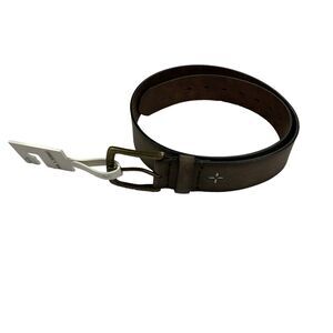 Sun + Stone Mens Pebbled Faux-Leather Belt Brown M 34-36